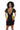 Women African print short sleeve dress, plus size, mid-skirt length with half open collar.
