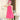 Absorbent bamboo fiber bathroom skirt with matching shower cap in pink.