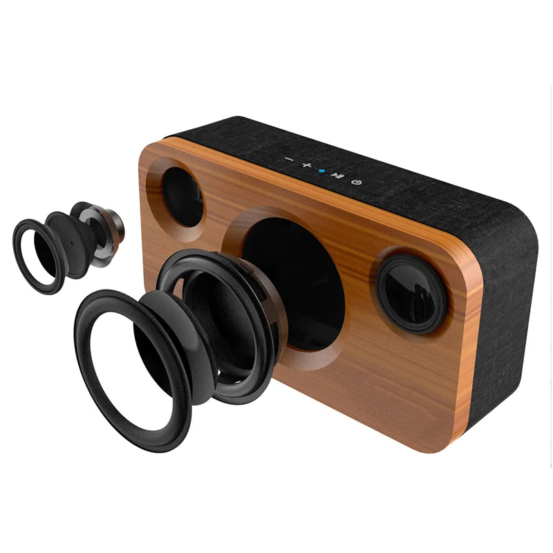 25W Bamboo Dual-Driver Wireless Bluetooth Speakers-Sokohewani Ventures