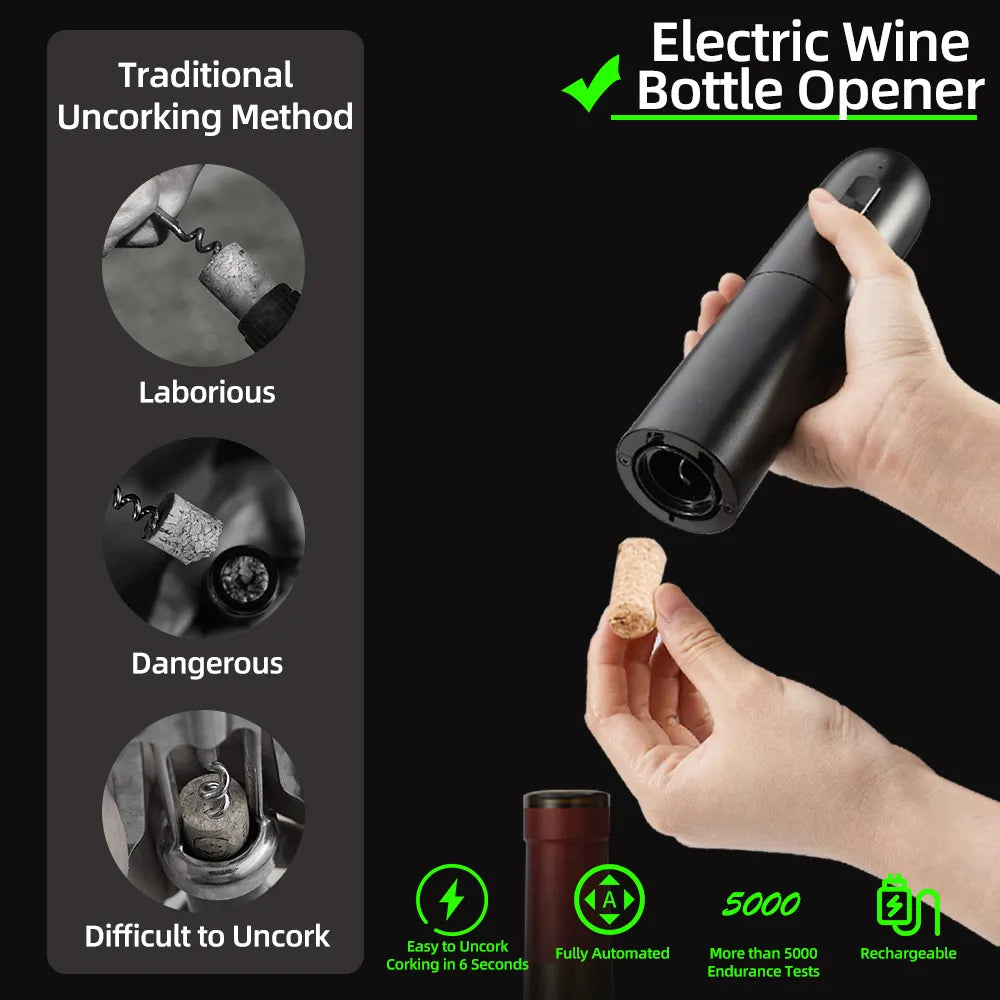 Electric Wine Opener Set with Charging Base with Automatic Corkscrew Remover-Sokohewani Ventures