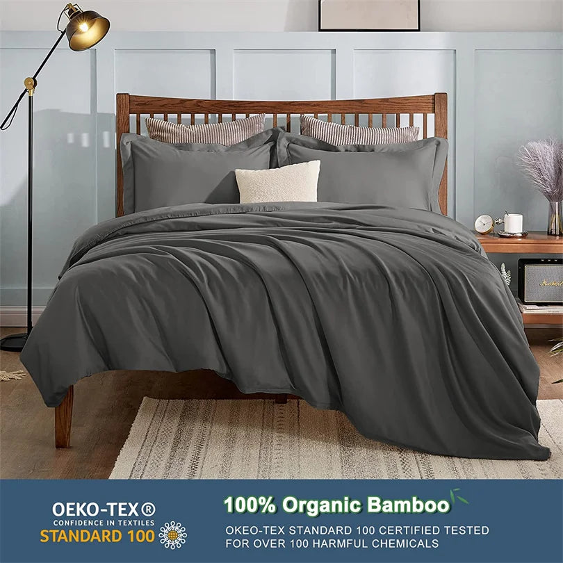 100% Organic Bamboo Bedding Set with Duvet Cover Fitted and Flat Sheet-Sokohewani Ventures