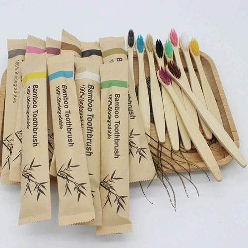 10Pcs Eco-Friendly Wooden Bamboo Toothbrush with Soft Bristle-Sokohewani Ventures