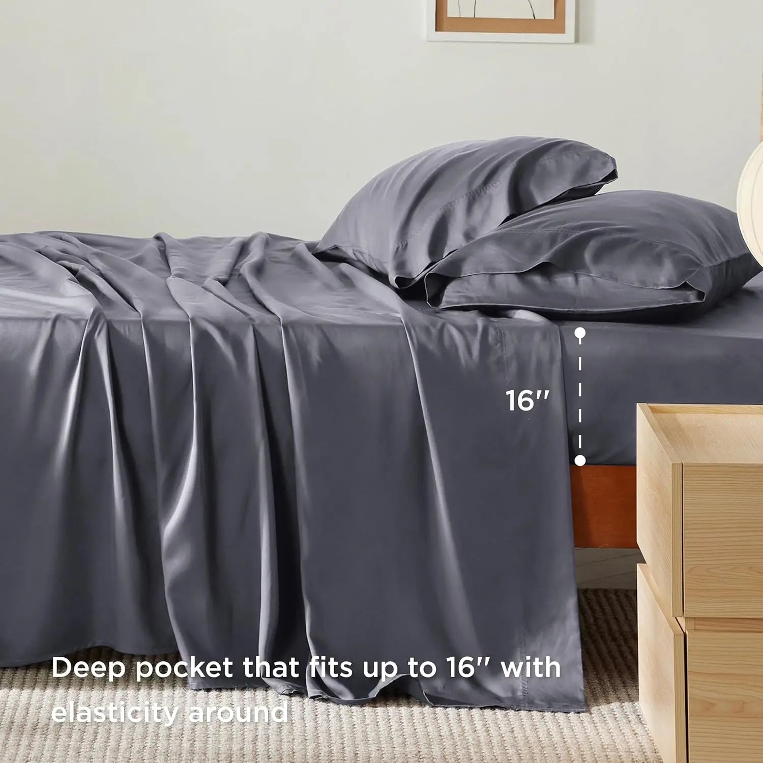 Queen Sheet Set, Cooling Sheets for Queen Size Bed Set, Rayon Derived from Bamboo, Breathable & Soft, Deep Pocket Up to