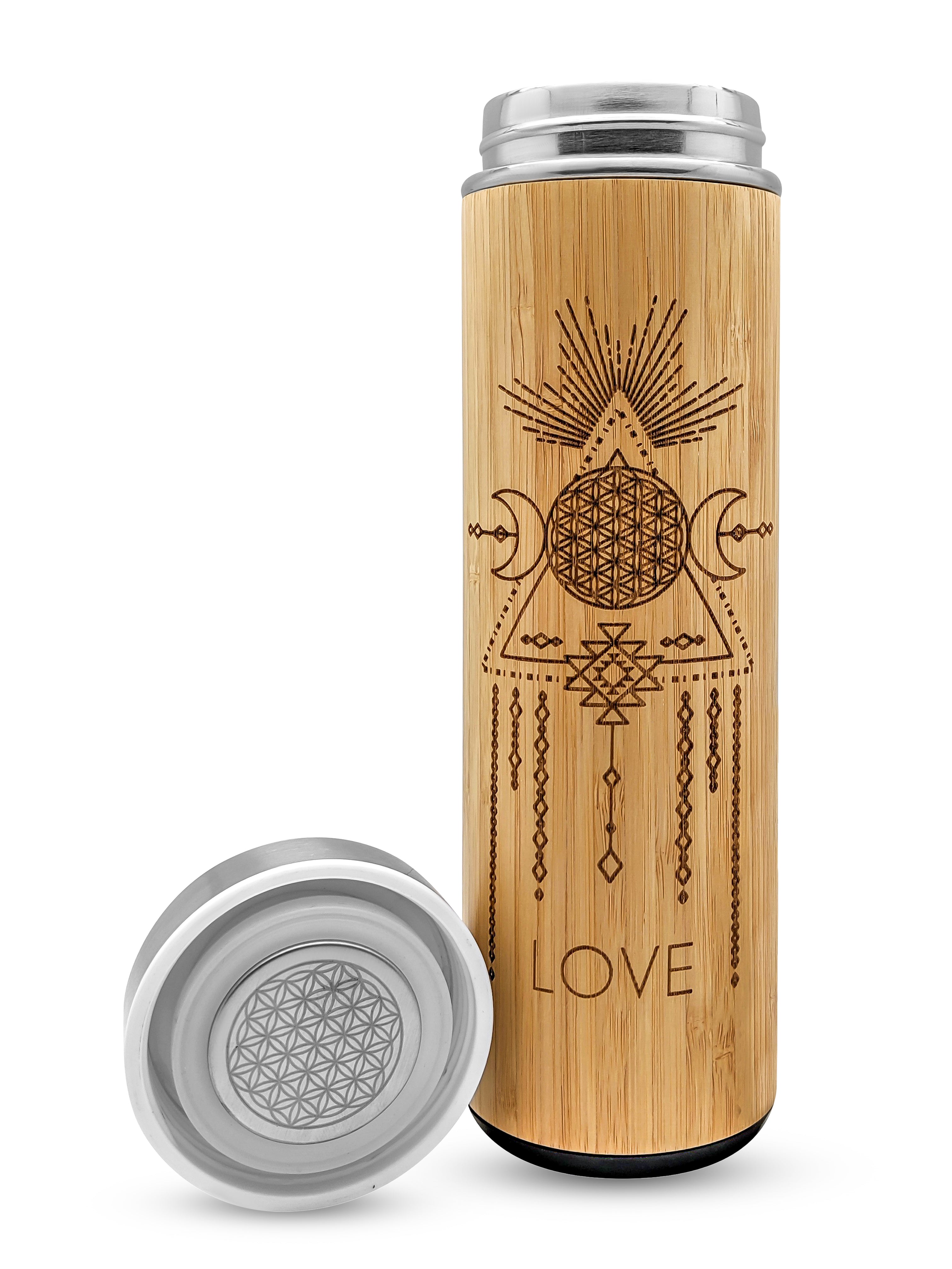 17.9oz LOVE Premium Insulated Bamboo Water Bottle-Sokohewani Ventures