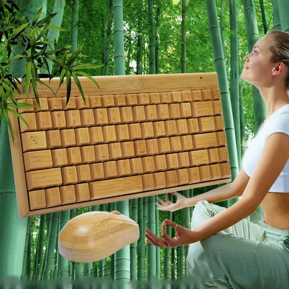 4G Bamboo Wireless Handmade Mouse, Keyboard Combo-Sokohewani Ventures