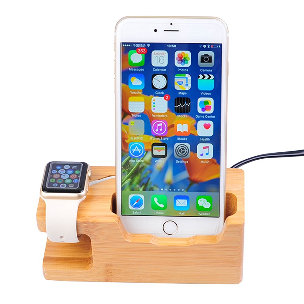 Bamboo Wood Charging Holder for iPhones 3G/3GS, iPhone 4, 4S, 5-Sokohewani Ventures