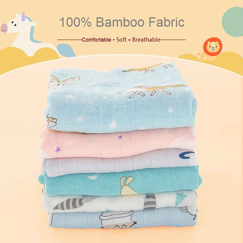 Bamboo Fiber Muslin Baby Swaddle Blankets for Newborns